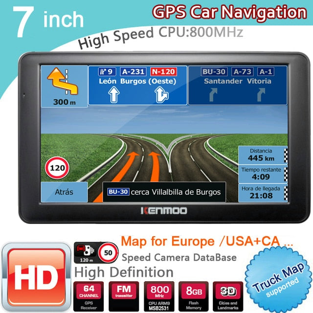 7 inch HD Car Navigator For Russia/Belarus  Europe/USA+Canada